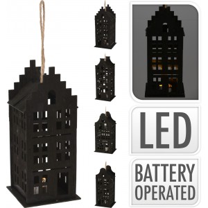 LED domeček černý balení 4 ks, 19x9x7 cm, mix druhů