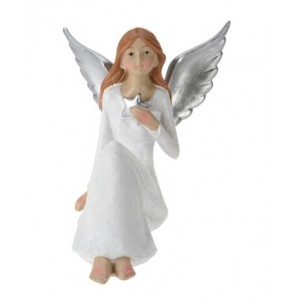 Sedící anděl s glitry B 10 cm