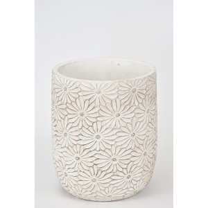 Cementová váza Flowers bílá 20,8x17 cm