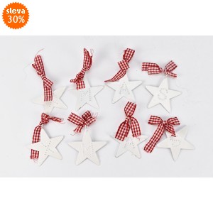 Sada 8 ks hvězdiček X MAS na stužce 