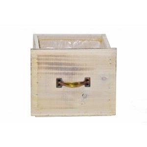 Dřevěný květináč zásuvka 15,2x18,5x16,2 cm, přírodní