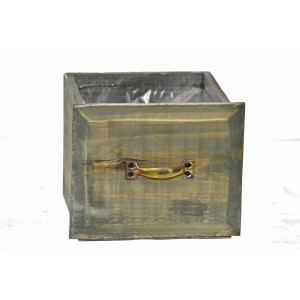 Dřevěný květináč zásuvka 15,2x18,5x16,2 cm, zelený