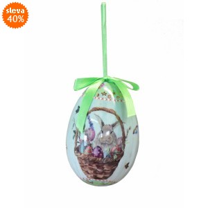 Velikonoční vajíčko Zajíc v košíku balení 6 ks, 10 cm
