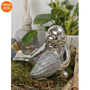 Stříbrný ptáček balení 2 ks, 11x14,5x9 cm