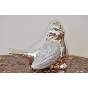 Stříbrný ptáček balení 2 ks, 11x14,5x9 cm
