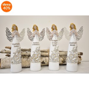 (CZ) Anděl s nápisem balení 4 ks, 28 cm, mix druhů