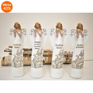 (CZ) Anděl s nápisem a srdíčkem balení 4 ks, 28 cm, mix druhů