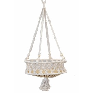 Macramé závěsný květináč krémový 68 cm