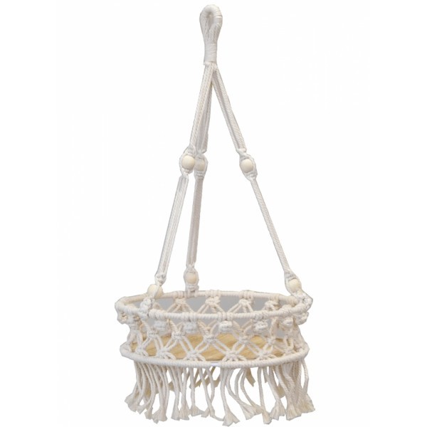 Macramé závěsný květináč krémový 55 cm