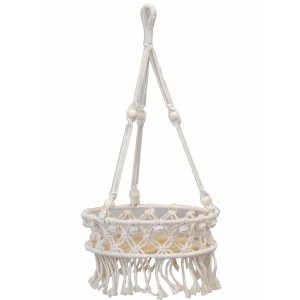 Macramé závěsný květináč krémový 55 cm