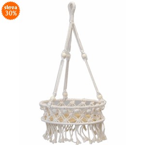 Macramé závěsný květináč krémový 55 cm
