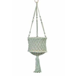 Macramé závěsný květináč světle zelený 73 cm