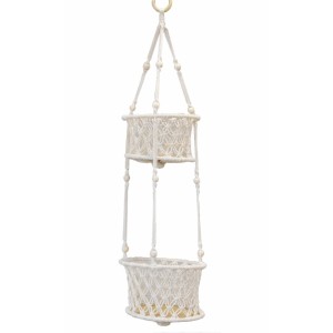 Macramé závěsný květináč krémový 77 cm