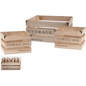 Dřevěná bedýnka STORAGE BOX, sada 3 ks