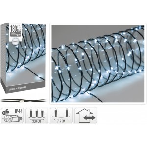 Dekorativní osvětlení 180 LED, 13,5 m studená bílá, měkký drát