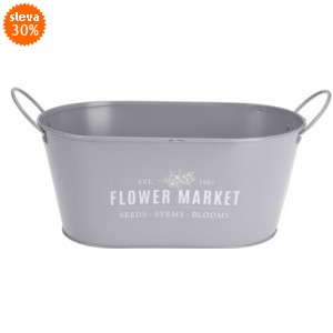 Oválný květináč Flower market šedý 26,3x16,5x12 cm