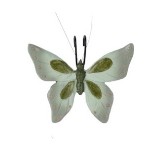 Závěsná dekorace na květináč zelený motýl