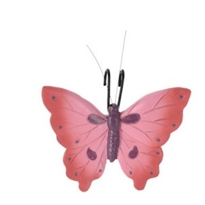 Závěsná dekorace na květináč růžový motýl