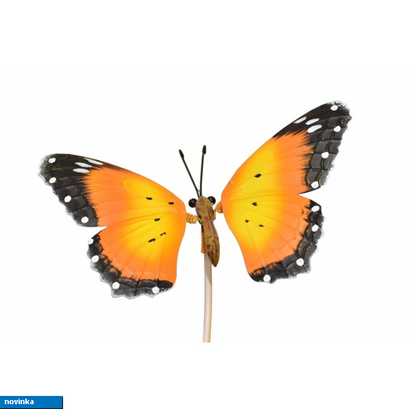 Kovový zápich oranžový motýl 71x20x17 cm