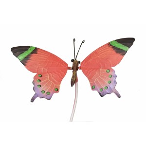 Kovový zápich červený motýl balení 2 ks, 71x20x17 cm