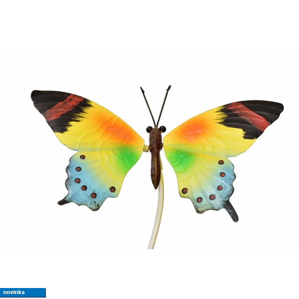 Kovový zápich žluto-černý motýl 71x20x17 cm