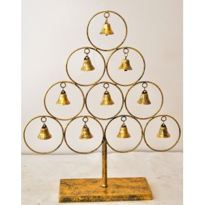 Kovový strom se zvonečky 50 cm, zlatý