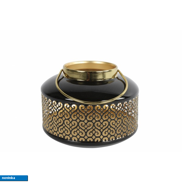 Kovová lucerna Shana černo-zlatá 14,5x18,5 cm