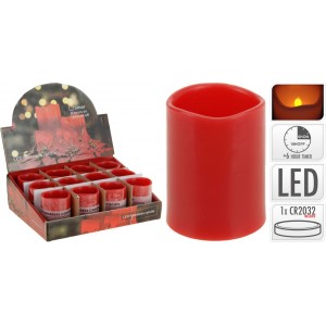 LED svíčka 6,5x5 cm, červená