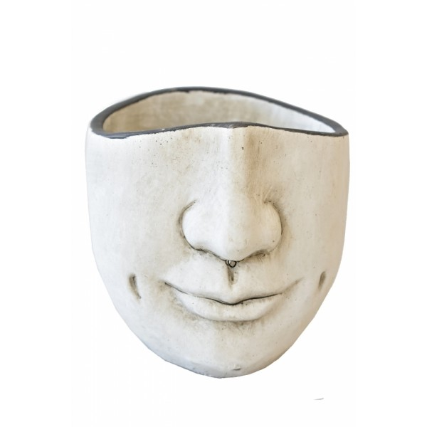 Cementový květináč hlava 15x15,5x17,5 cm