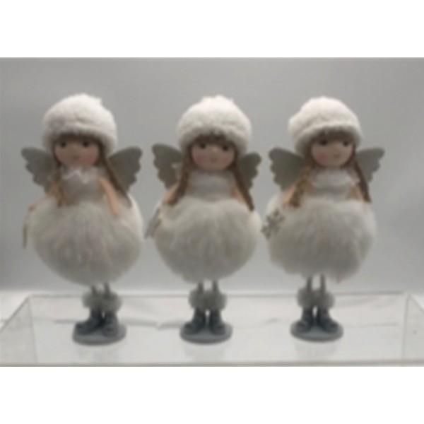 Látkový anděl balení 6 ks, 19,5 cm bílý, mix druhů