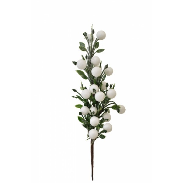 Vánoční větvička s bílými bobulkami balení 12 ks, 30 cm
