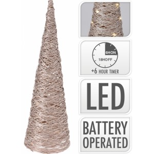 Dekorativní LED kužel Rafia metalický zlatý 36,5 cm