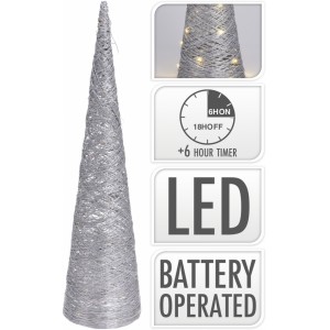 Dekorativní LED kužel Rafia metalický stříbrný 80 cm