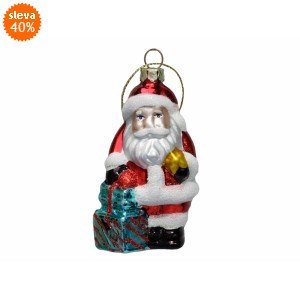 Skleněná figurka Santa balení 12 ks, 9 cm