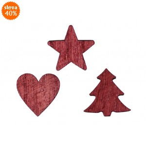 Dřevěné dekorace červené balení 96 ks