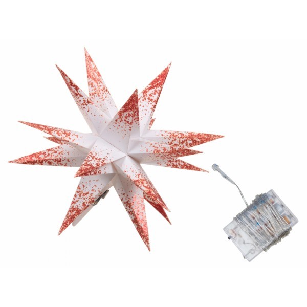 LED papírová hvězda - červená 18 cm