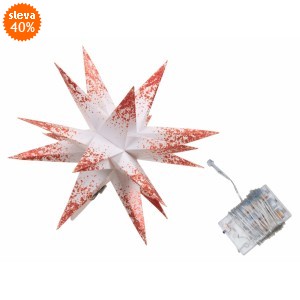 LED papírová hvězda - červená 18 cm