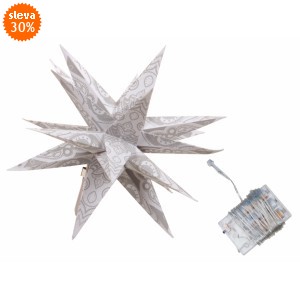 LED hvězda stříbrná 18 cm