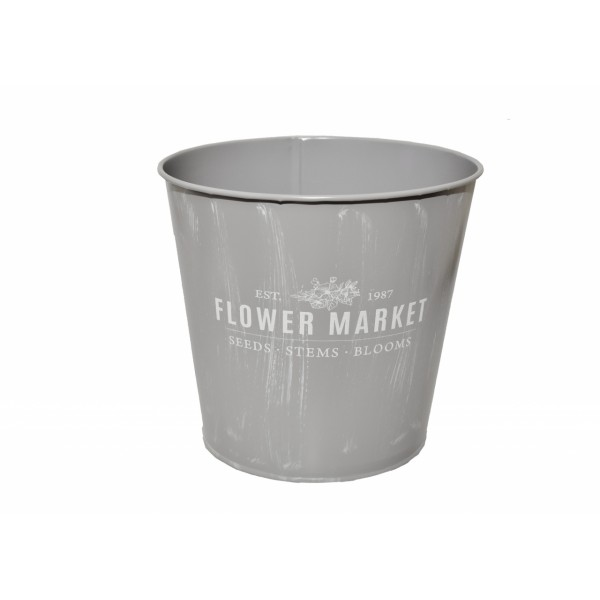 Květináč Flower market šedý s patinou 20,5x22 cm