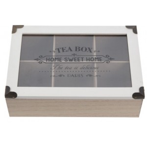 Dřevěná krabička na čaj 7x24x16,5 cm bílá