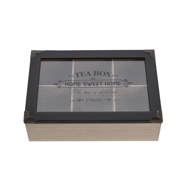 Dřevěná krabička na čaj 7x24x16,5 cm černá