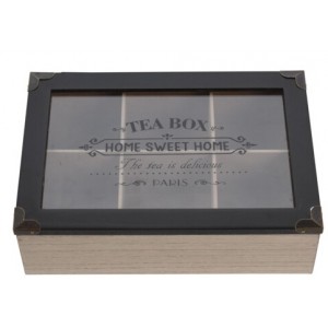 Dřevěná krabička na čaj 7x24x16,5 cm černá