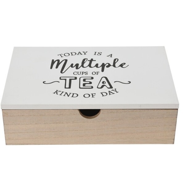 Dřevěný box na čaj 7x16,5x24 cm bílý