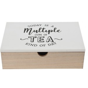 Dřevěný box na čaj 7x16,5x24 cm bílý