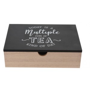 Dřevěný box na čaj 7x16,5x24 cm černý