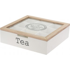 Dřevěný box na čaj 7x24x24 cm bílý