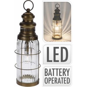 Kovová LED lucerna hnědá 38x12 cm