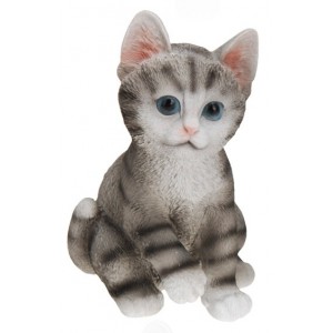 Mourovatá kočka dekorace 19,5x13,5x11,5 cm