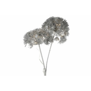 Svítící větvička Heracleum 15 LED, 77 cm, stříbrná