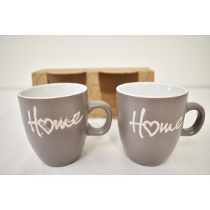 Porcelánový hrnek Home šedý, sada 2 ks 